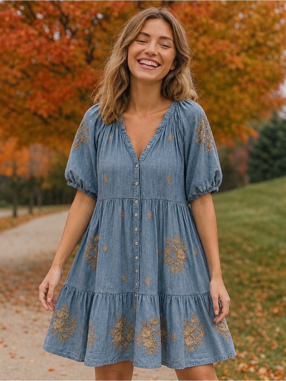 Kyla Seo Tiered embroidered dress